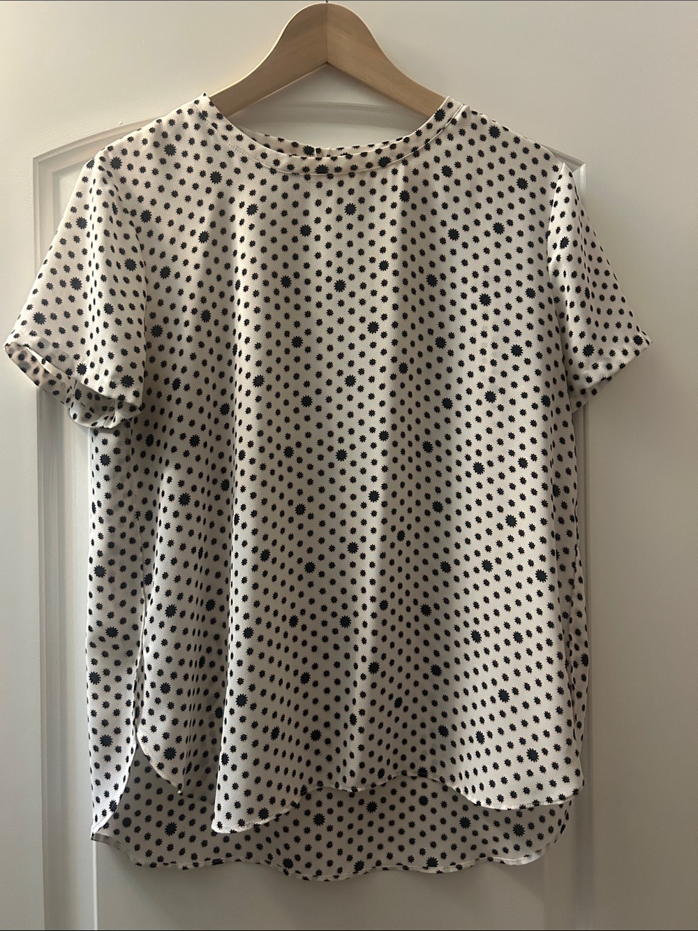 LOFT Cream Blouse with Black Polka Dots